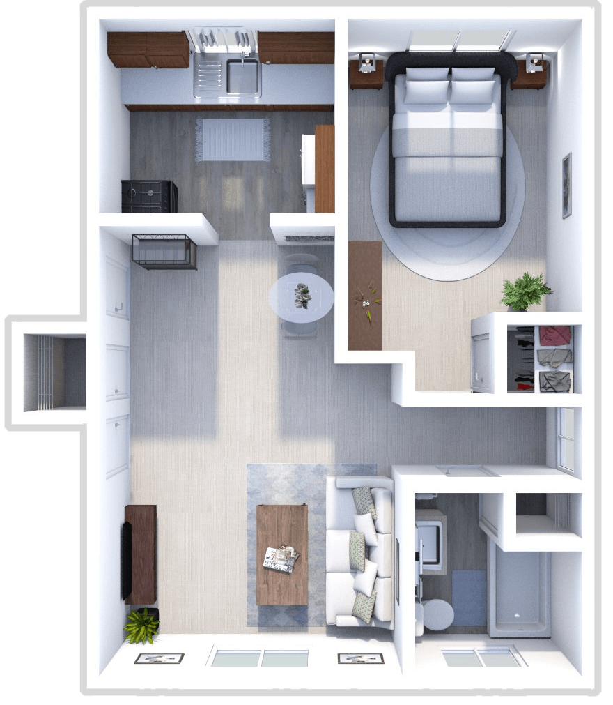 1 BEDROOM  1 BATH floor plan
